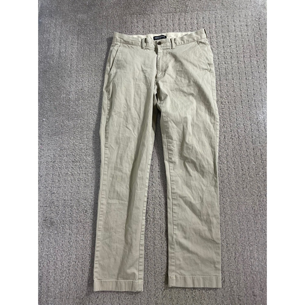 j crew mercantile flex  straight chino khaki pant men 31x30 cotton spandex
